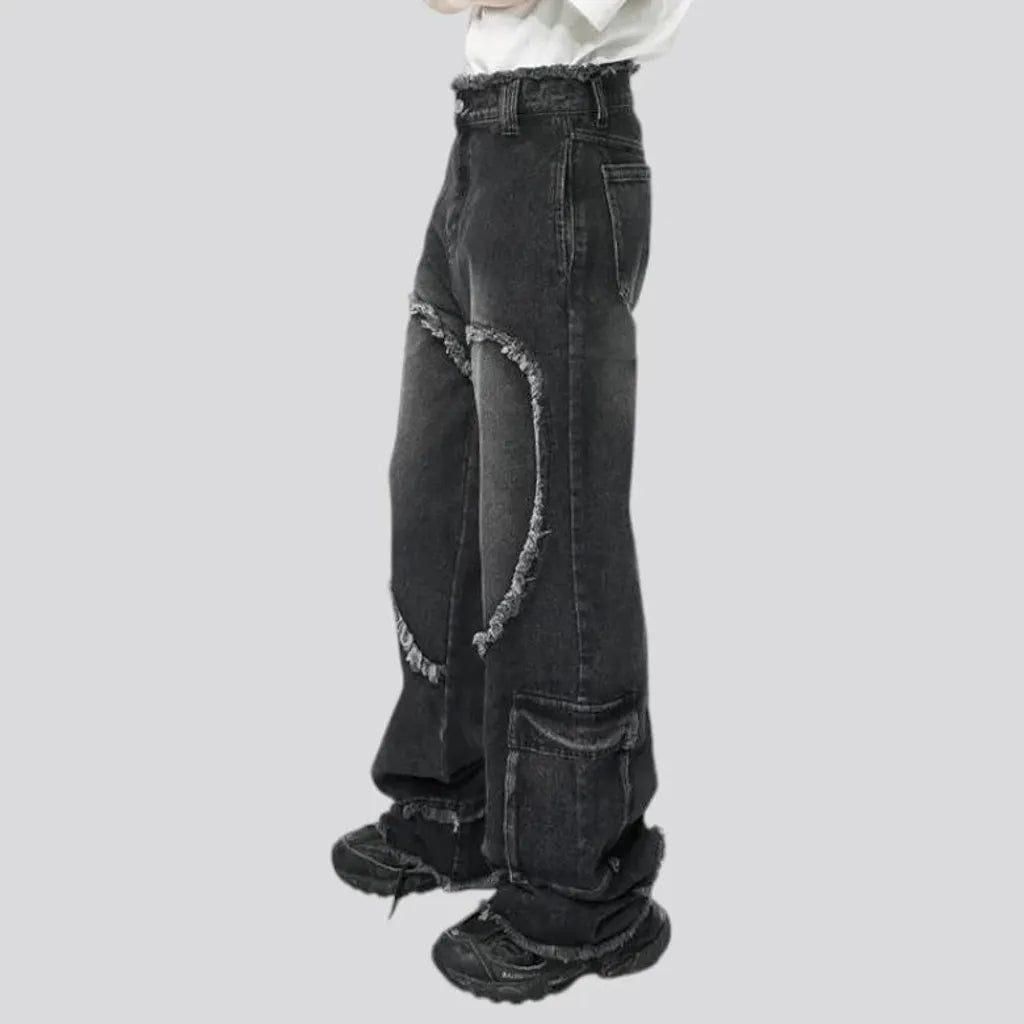 Grunge baggy mid rise jeans for men