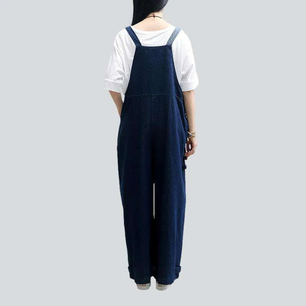 Stylish baggy women's denim jumpsuit