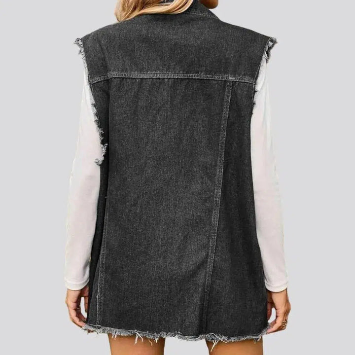 Grunge oversized jean vest for ladies