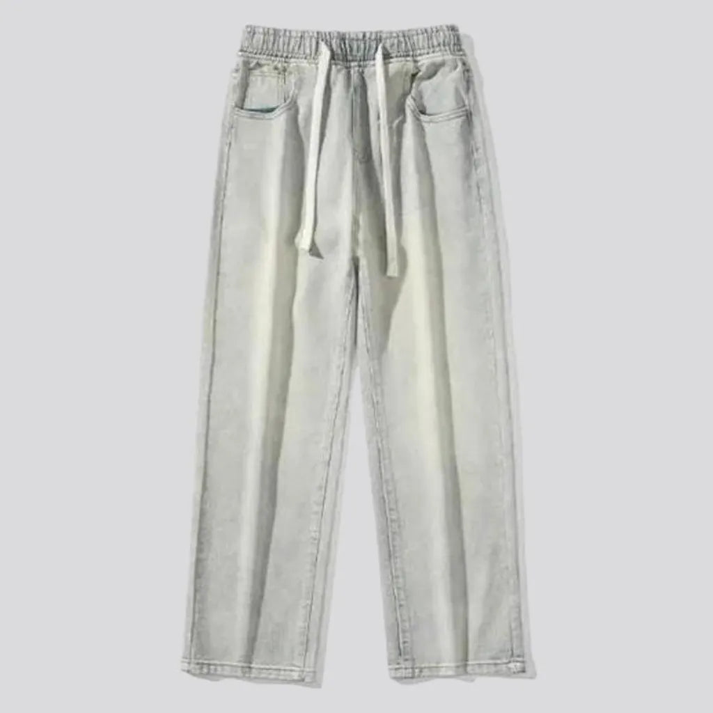 baggy, vintage, stonewashed, floor-length, high-waist, diagonal-pockets, drawstrings, men's jeans | Jeans4you.shop