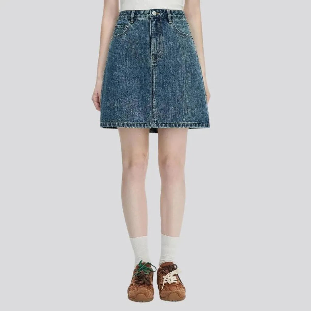 90s style denim high waist jean skirt