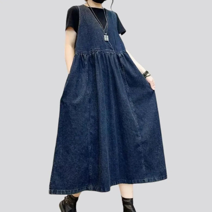 Loose vintage jean dress
 for women