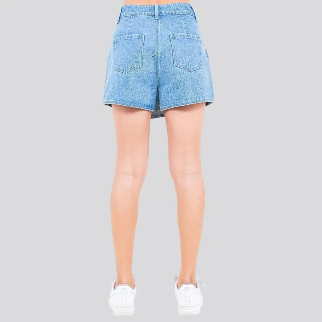 Trendy mid rise denim jeans skort