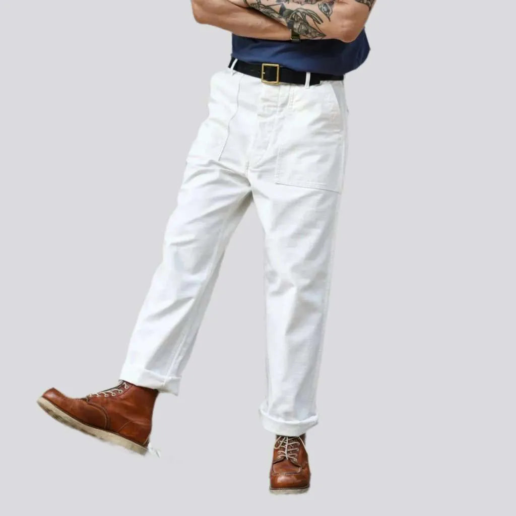 High-waist street men's denim pants