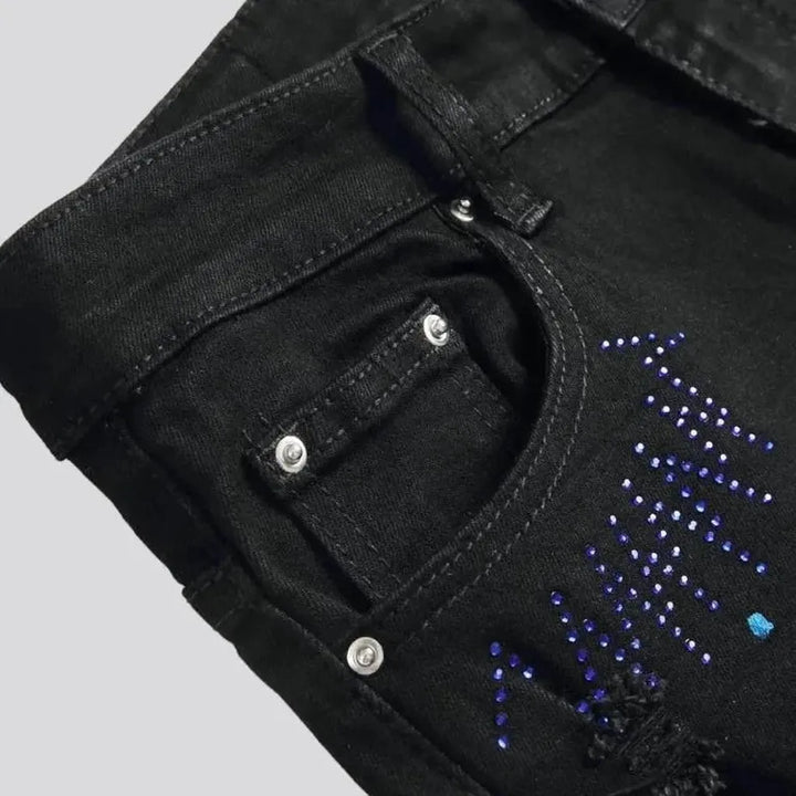 Cross-embroidery men's street jeans