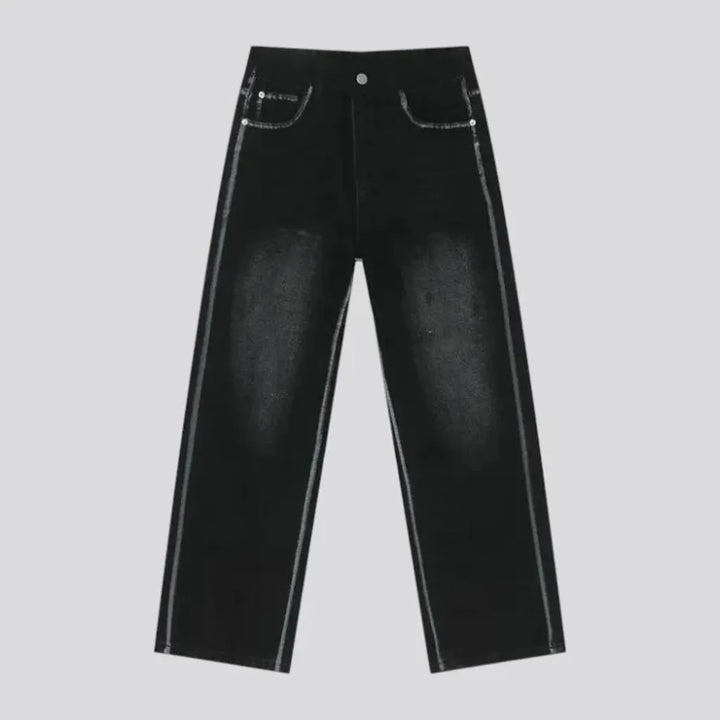 Mid rise straight-cut jeans for men