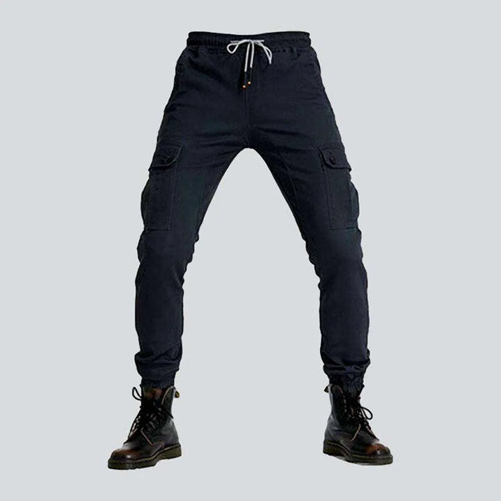 Mid-waist moto men's denim pants