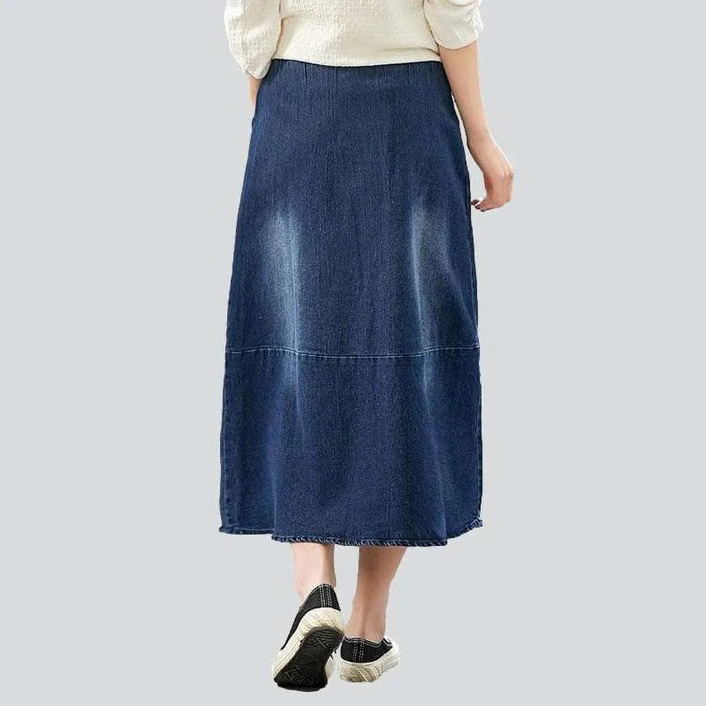 Street fashion long denim skirt