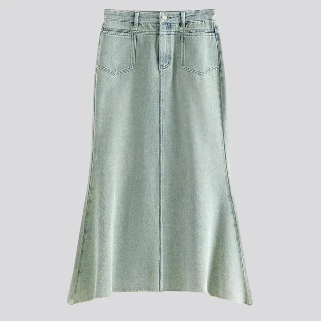 High-rise casual jean skirt