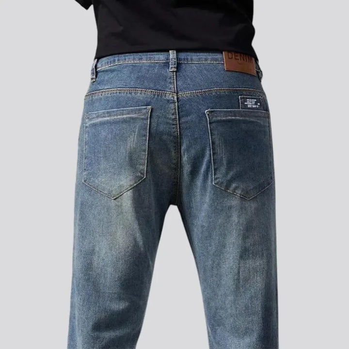 Elastic mid waist men's jeans