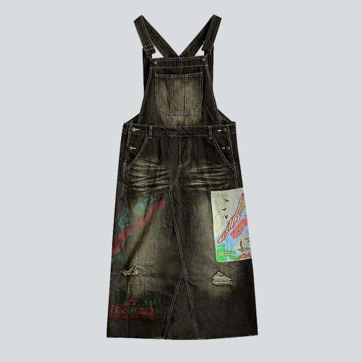 Printed street jean dress