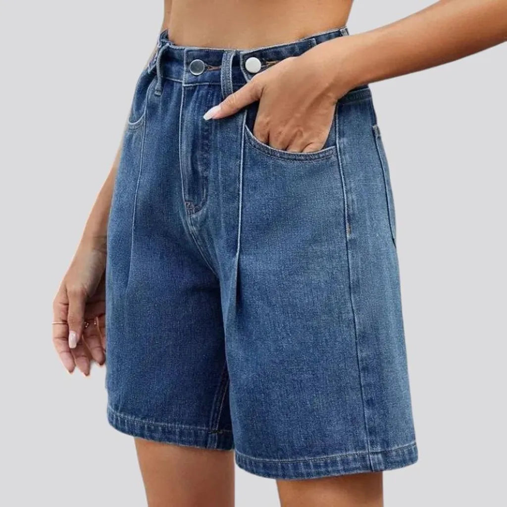 High-waist street jean shorts for ladies