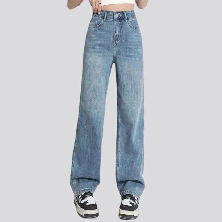 Sanded baggy jeans
 for women