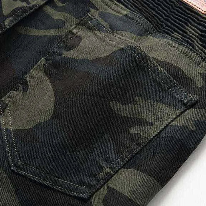 Camouflage print men's biker jeans