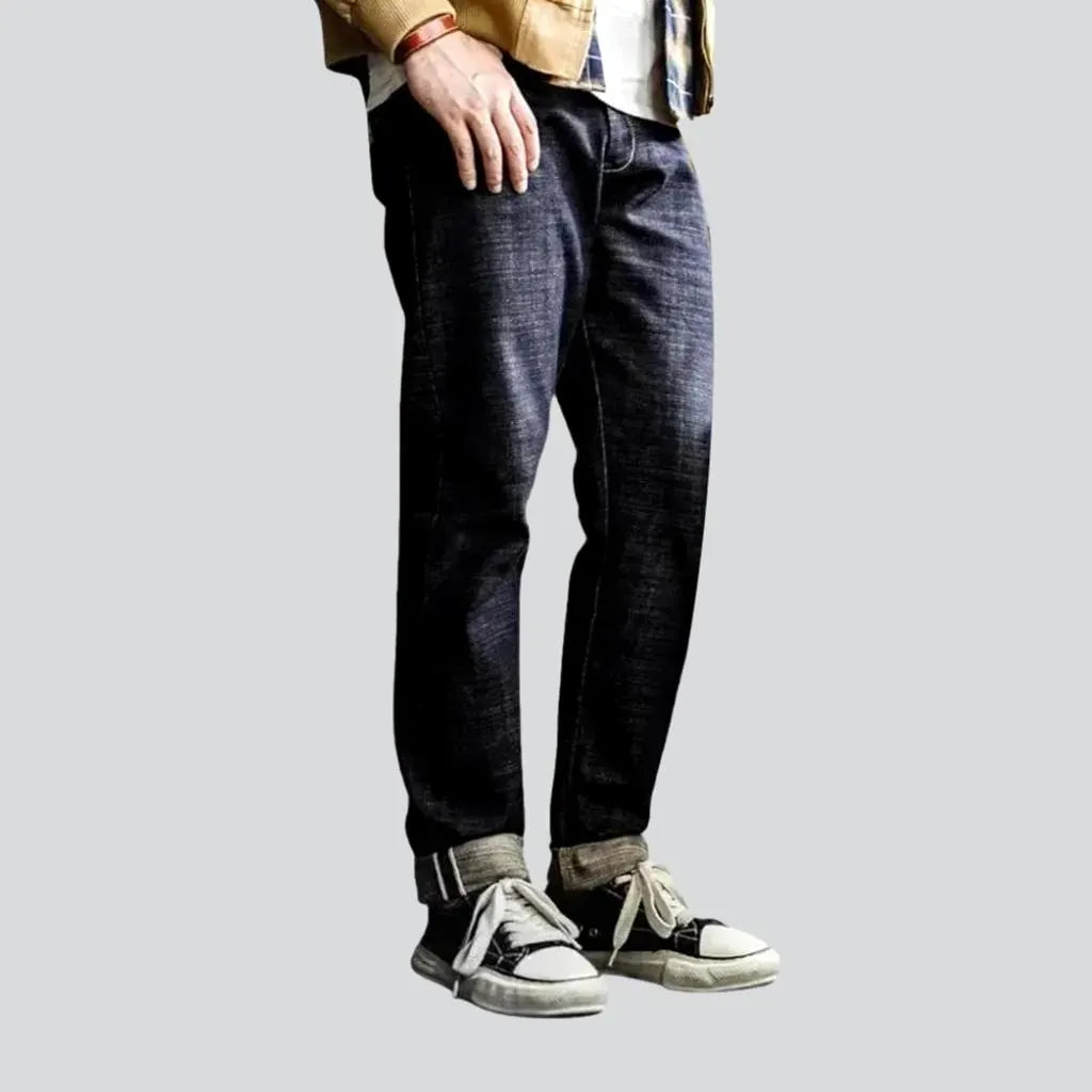 Casual fit dark pattern self-edge men's jeans