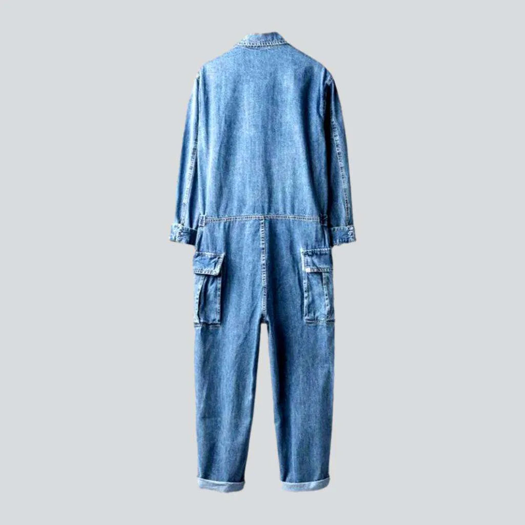 Stonewashed men's denim overall