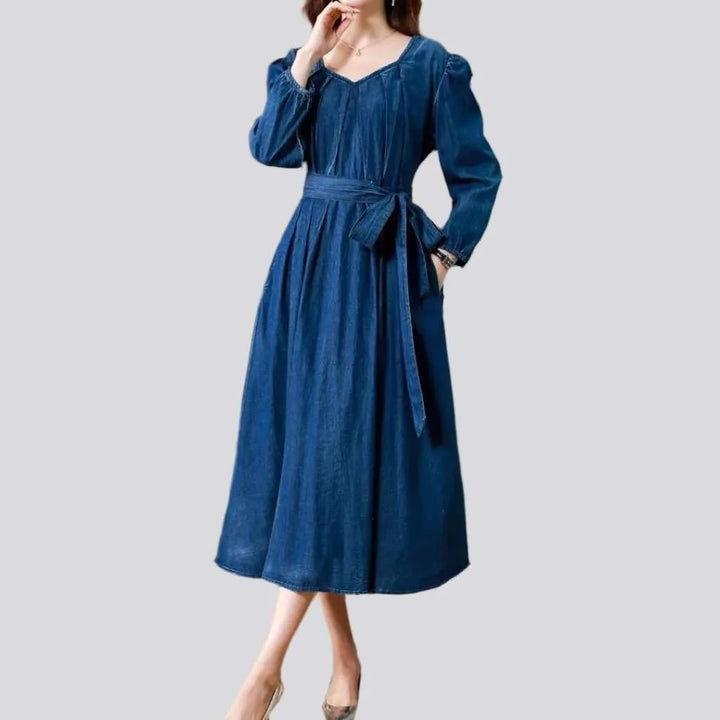 Flared denim dress