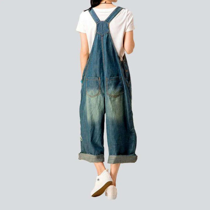 Street women's denim embroidered overall