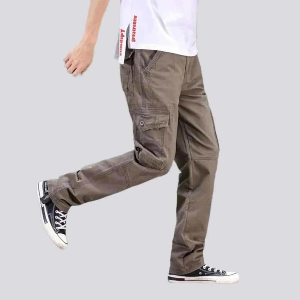 Mid-waist color denim pants
 for men