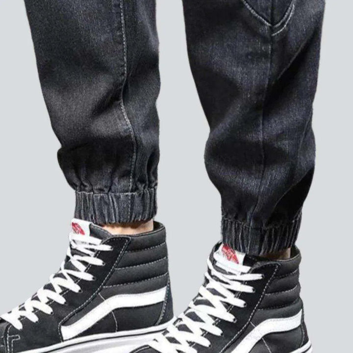 Streetwear dark men's denim joggers