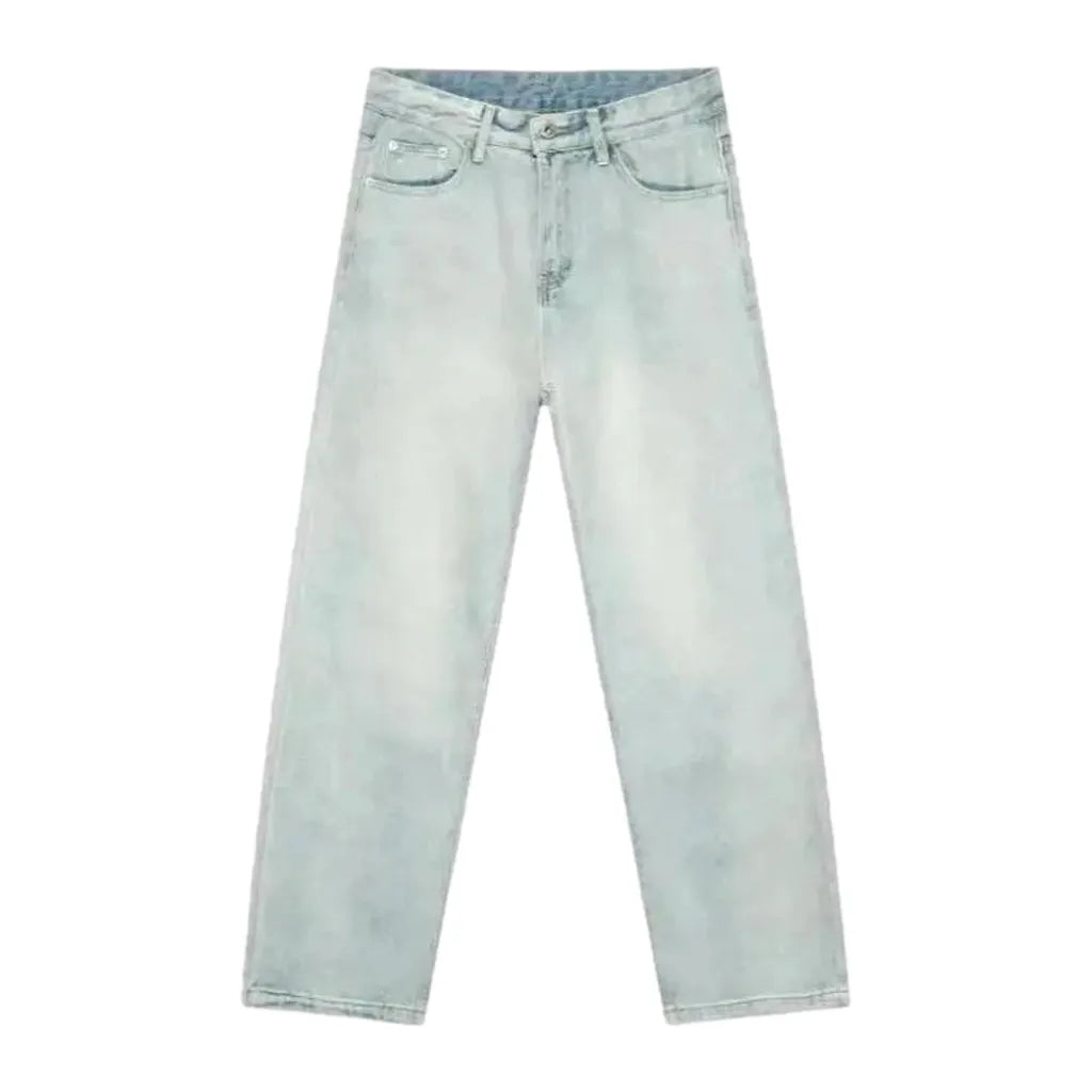 Casual Mid Waist Jeans for Men - Light Blue