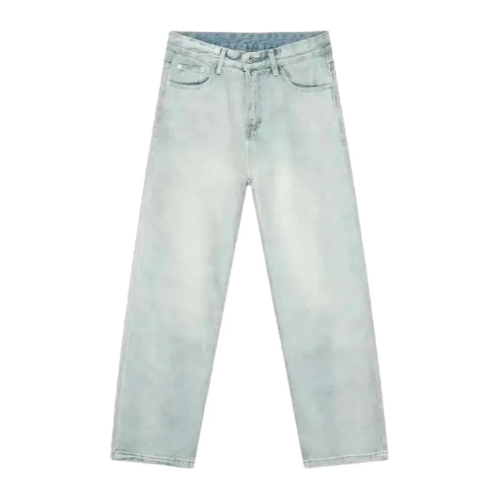 Casual Mid Waist Jeans for Men - Light Blue