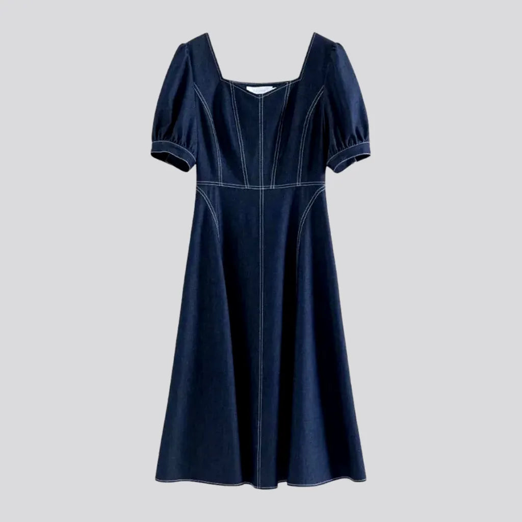 Elastic Midi Casual Jeans Dress | Jeans4you.shop