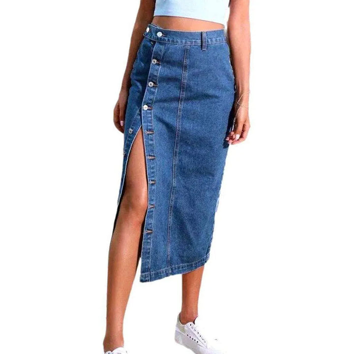 Elegant buttoned women's deniim skirt