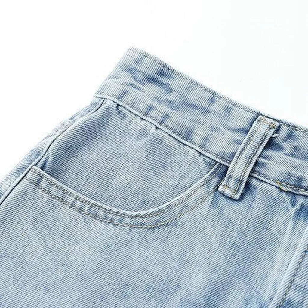 Exposed label long denim skirt