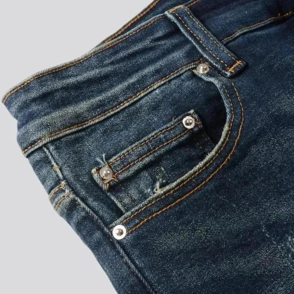 Dark-wash men's casual jeans