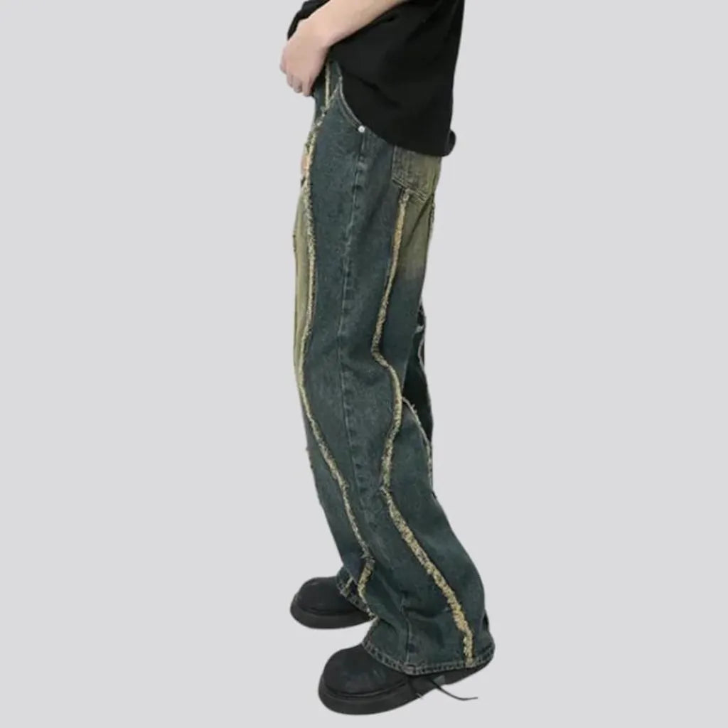 Yellow-cast men's baggy jeans