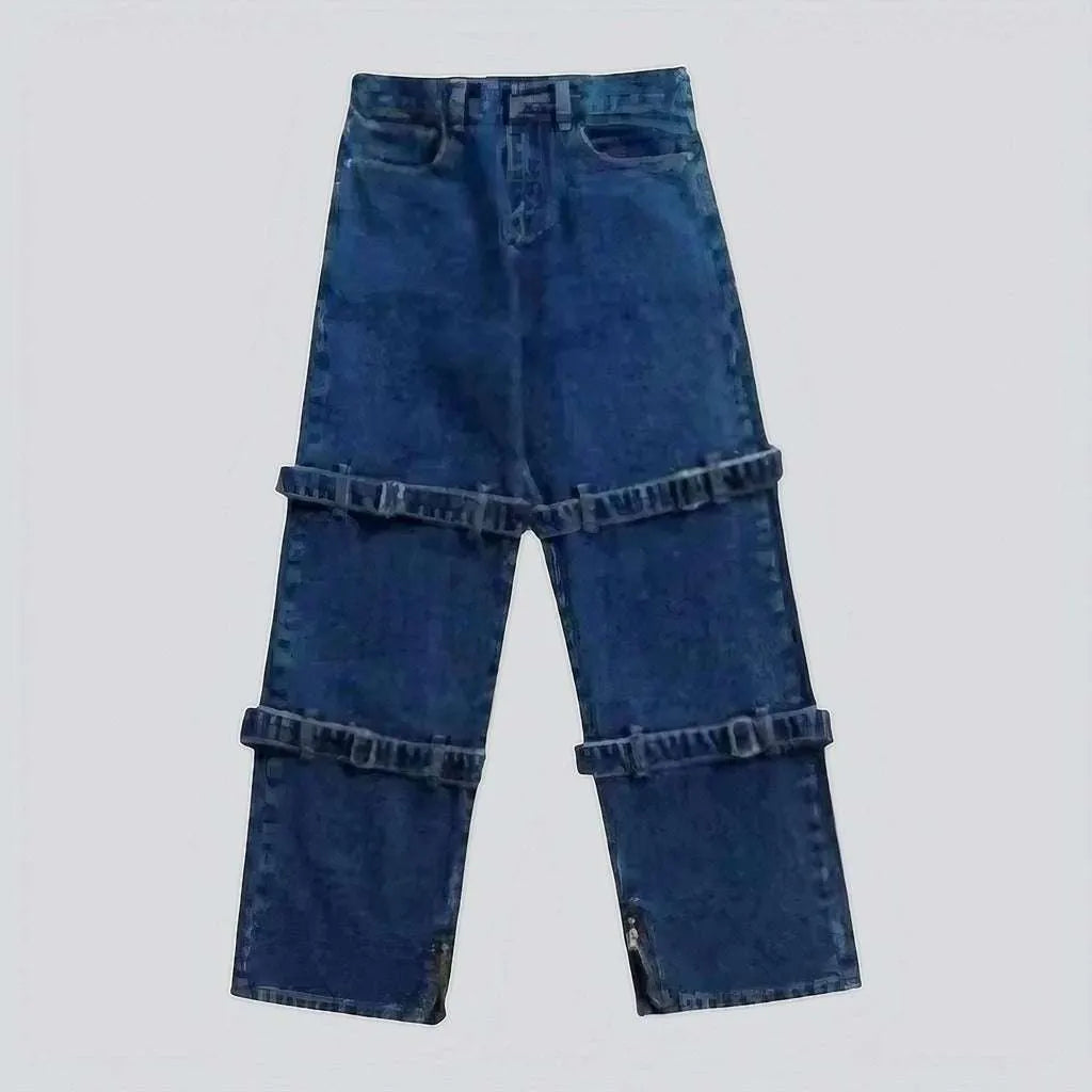 Hip-hop men's jeans with belts