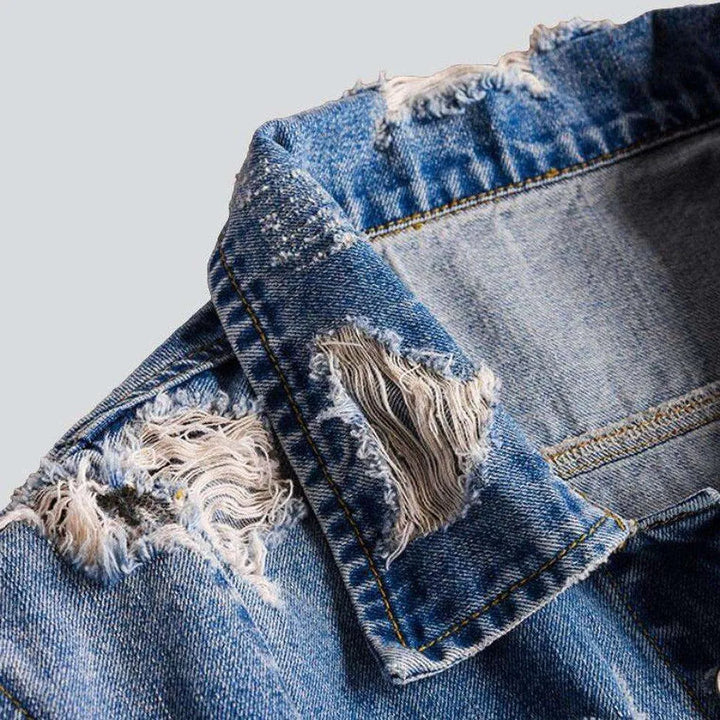 Trendy distressed denim jumpsuit for men