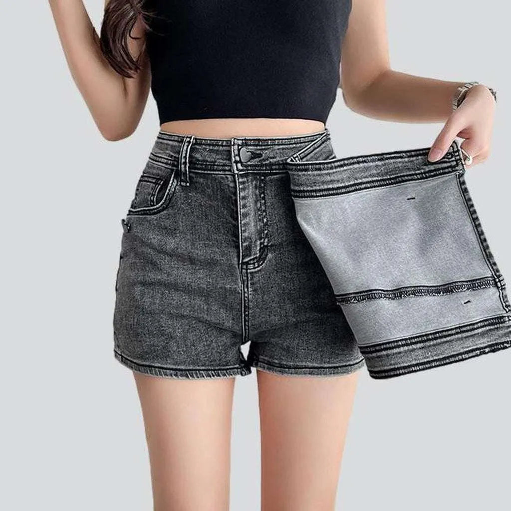 Asymmetric mini women's denim skort