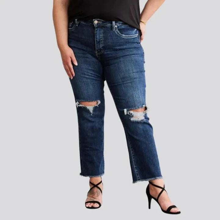 Dark-wash whiskered jeans
 for women