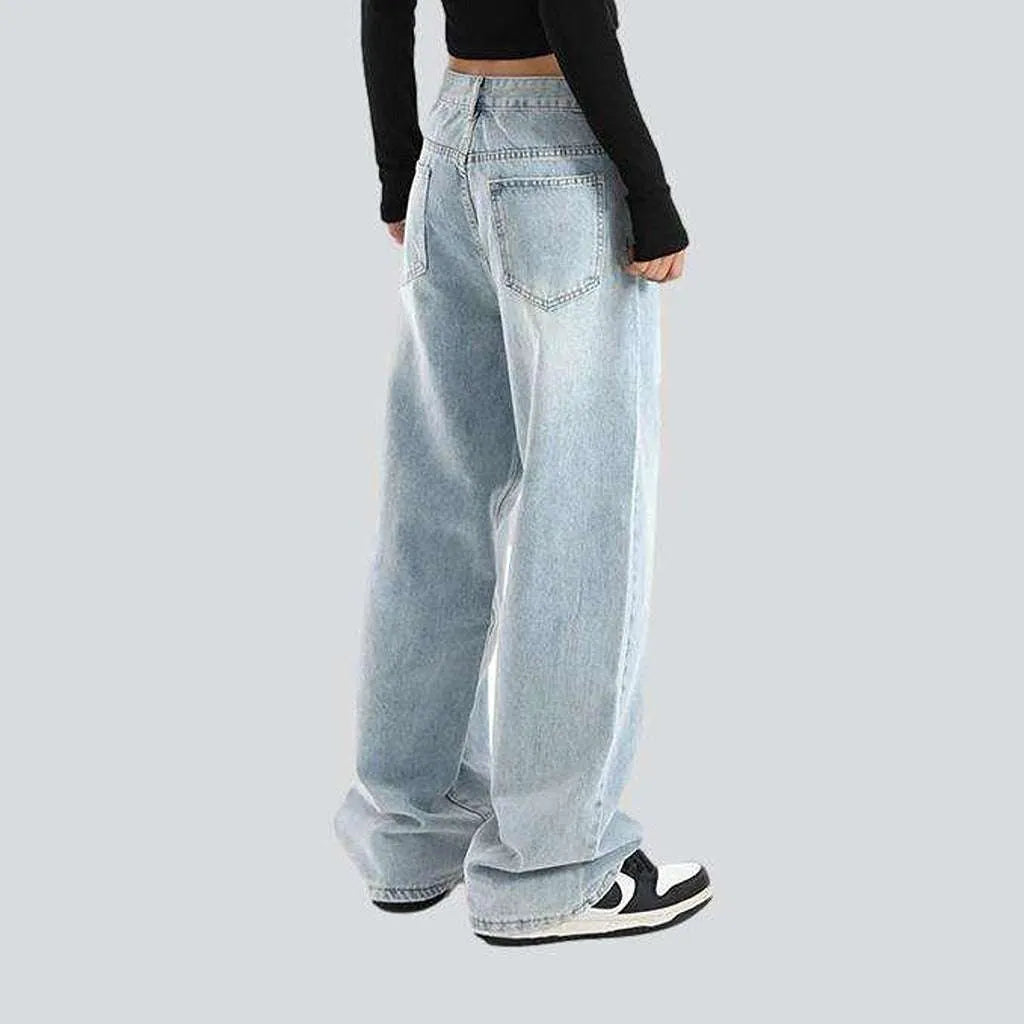 Bleached baggy women's jeans