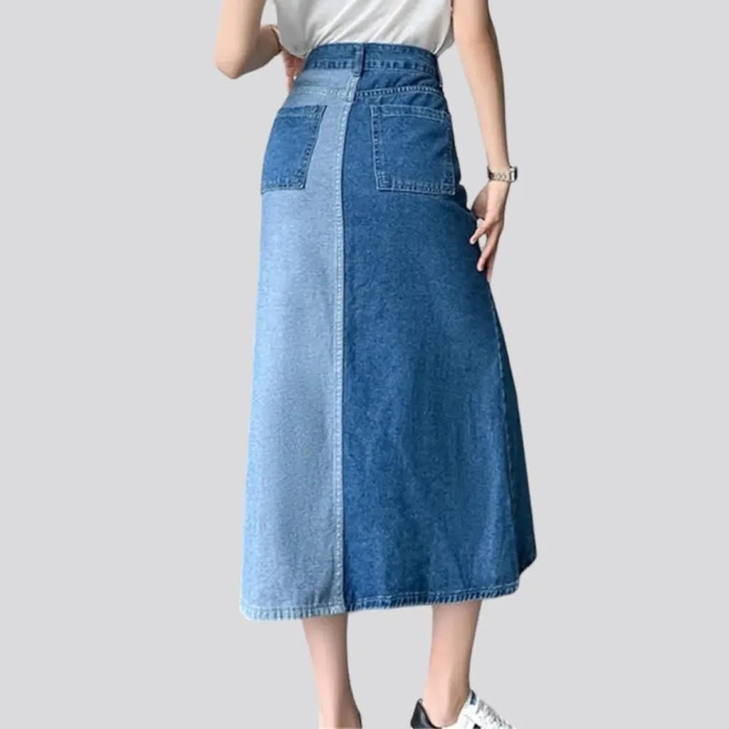 High-waist a-line denim skirt