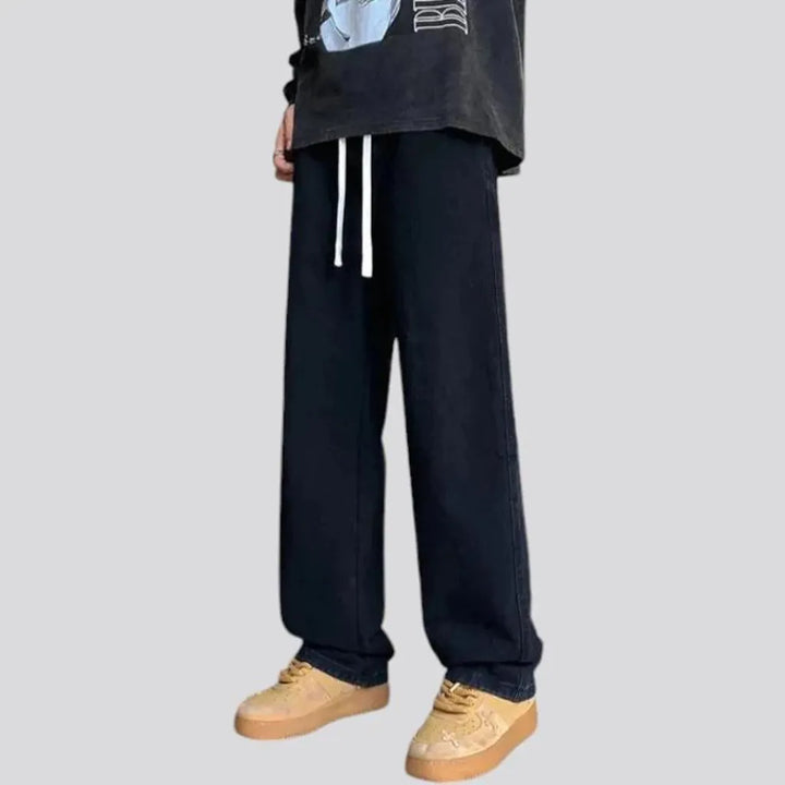 Faded light baggy-leg men's denim joggers