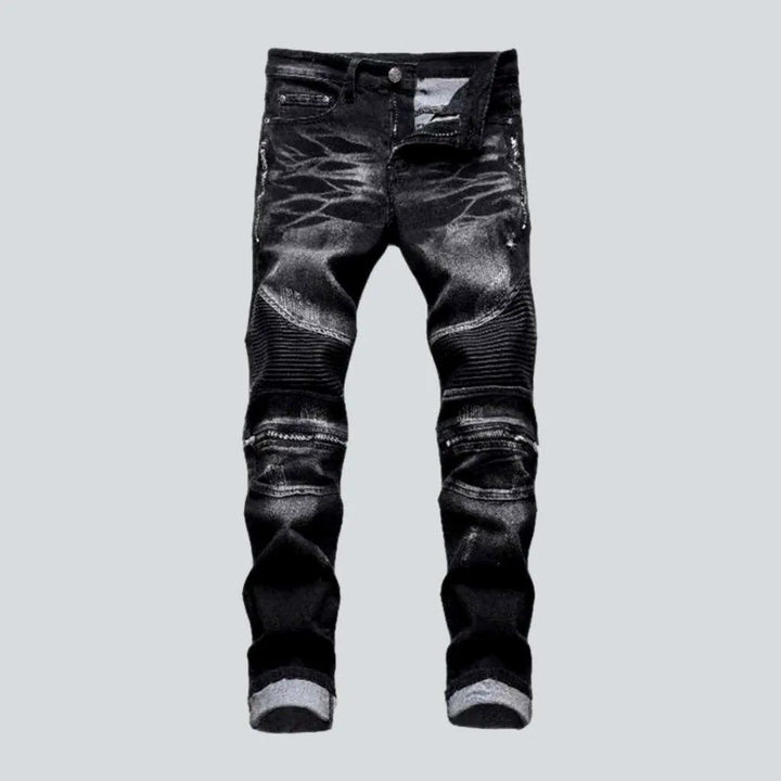 Biker men's sanded jeans