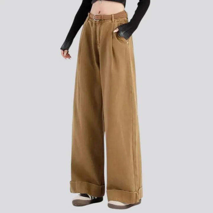 High-waist baggy fit denim pants for women