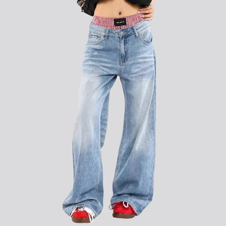 Slouchy fit abraded style women's jeans