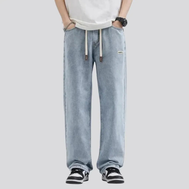 Fashionable mid rise men's denim joggers