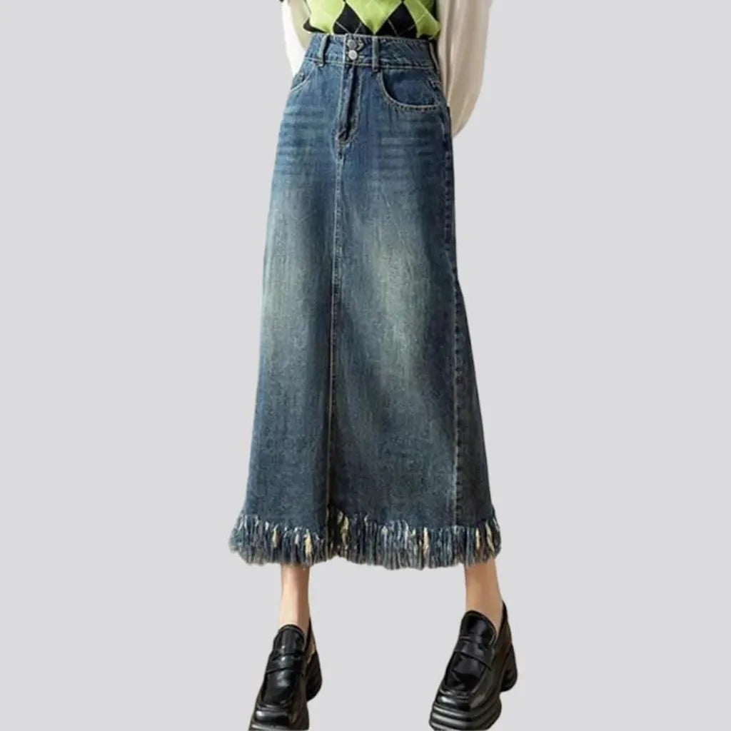 Long women's jean skirt