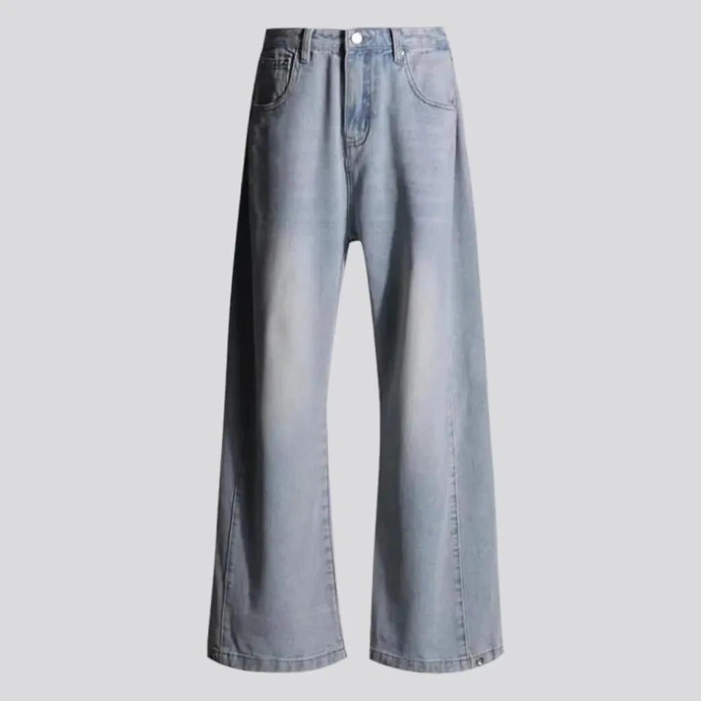 Floor-length women's whiskered jeans