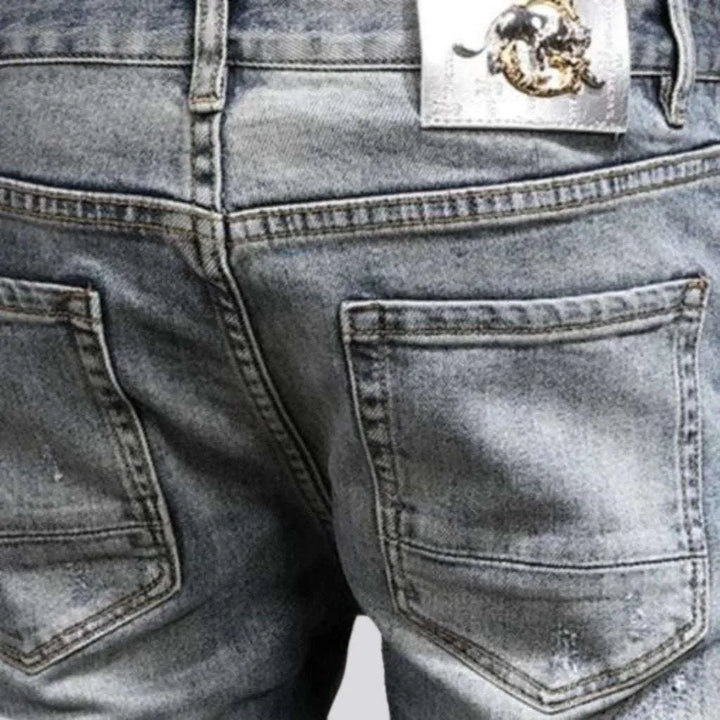 Mid-waist men's street jeans