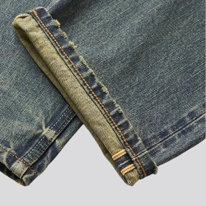 High waist straight fit men's jeans