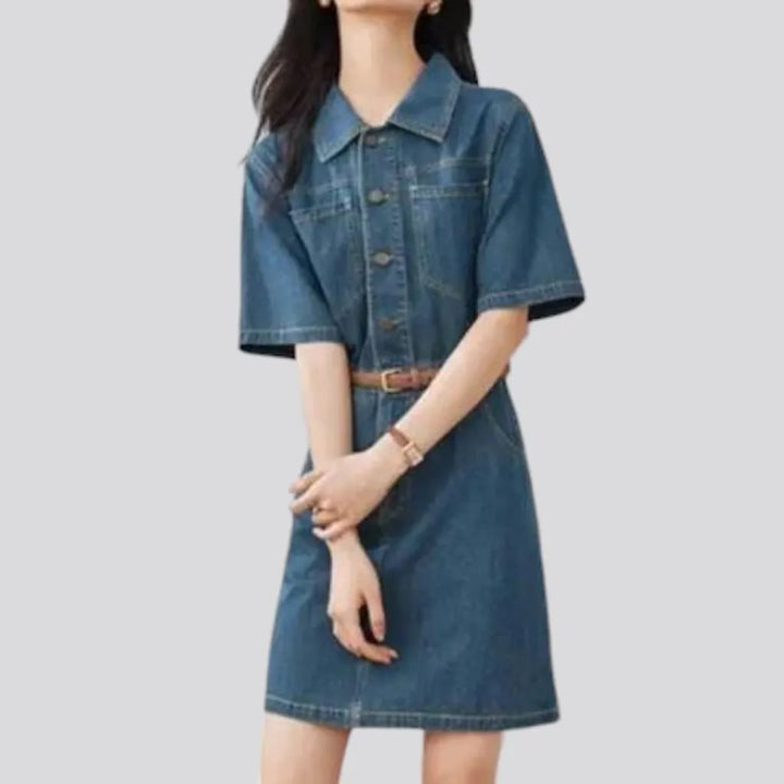 Mini shift denim dress