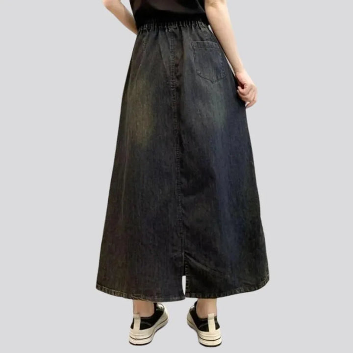 Embroidered boho women's denim skirt