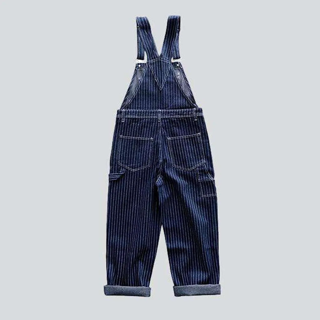 Cool striped men's jean overall