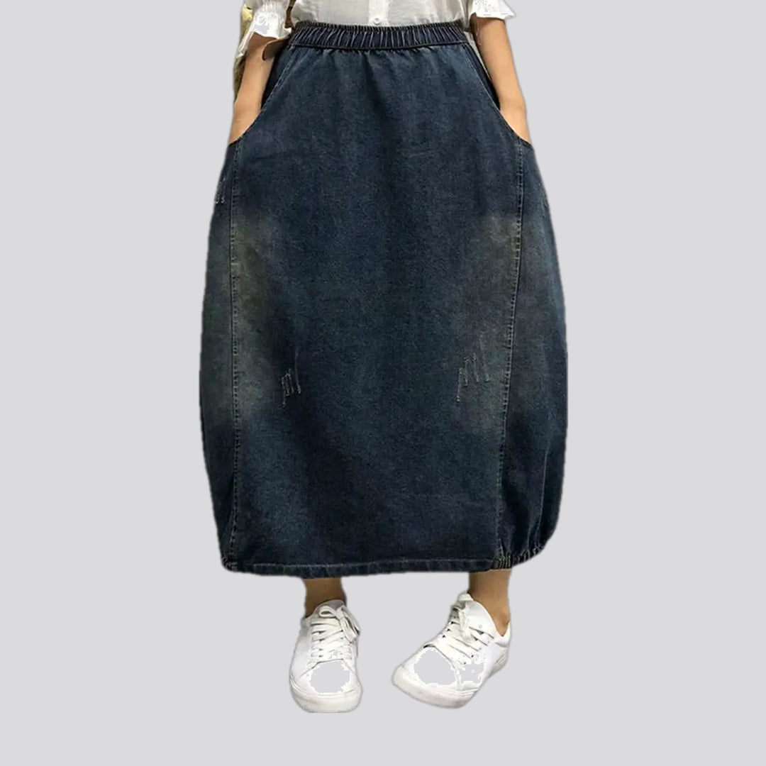 Fashion Rubber Hem Bubble Jean Skirt | Jeans4you.shop